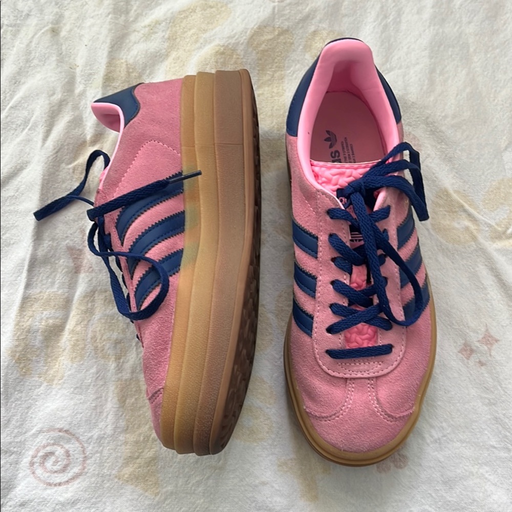 Adidas Gazelle Platform Pink and Navy Sneakers